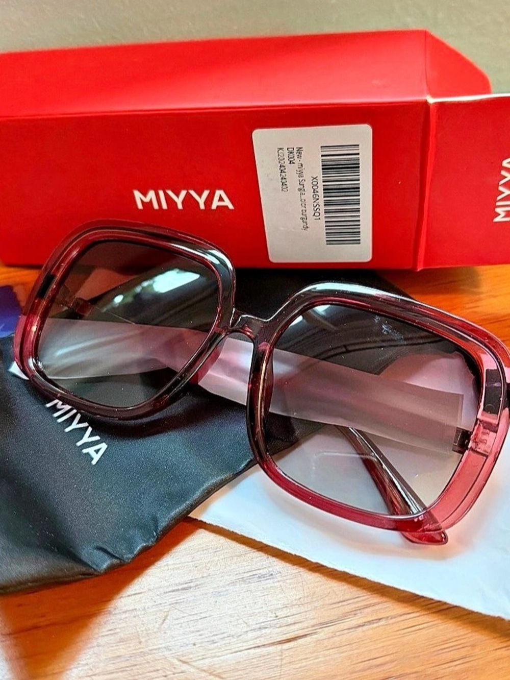 MIYYA Burgundy Square Sunglasses NWT